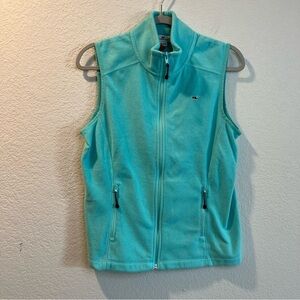 Women’s Vineyard Vines teal fleece zip up vest size medium M